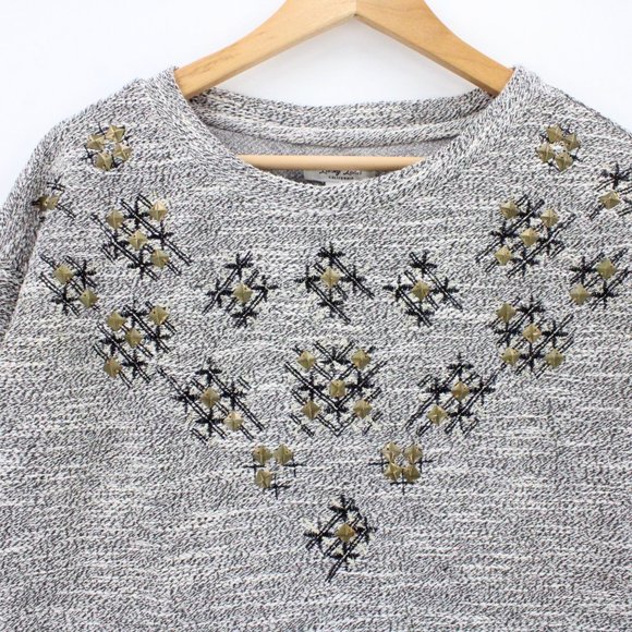 Lucky Lotus Sweater Womens Gray Pullover Knit 3/4 Sleeve Crewneck Size XS - Picture 5 of 9